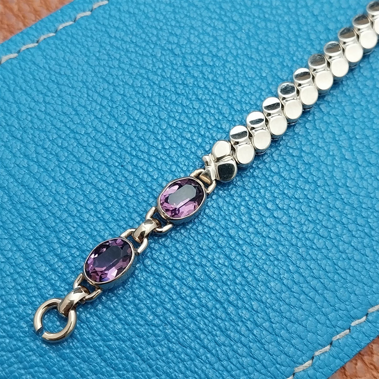 Ladies WE Richards Gold-Filled & Amethyst 1940s Vintage Cocktail Watch Band