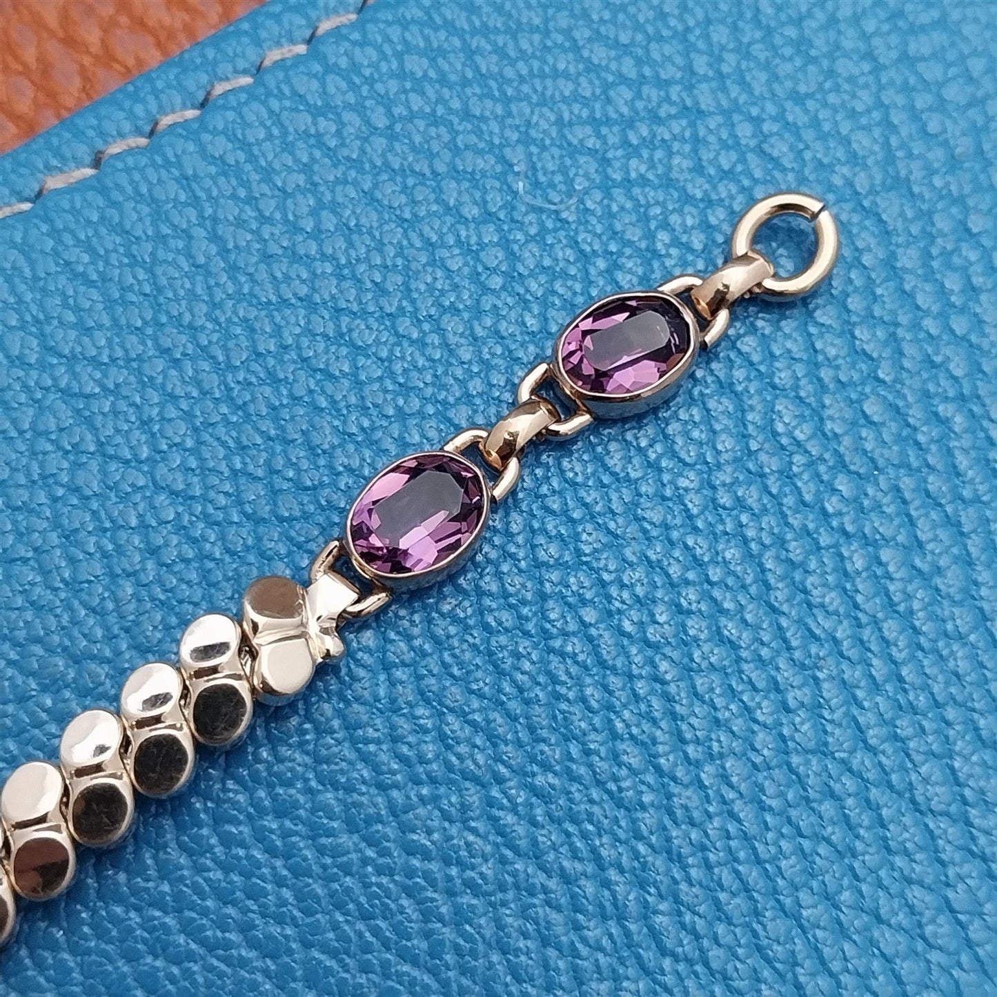 Ladies WE Richards Gold-Filled & Amethyst 1940s Vintage Cocktail Watch Band