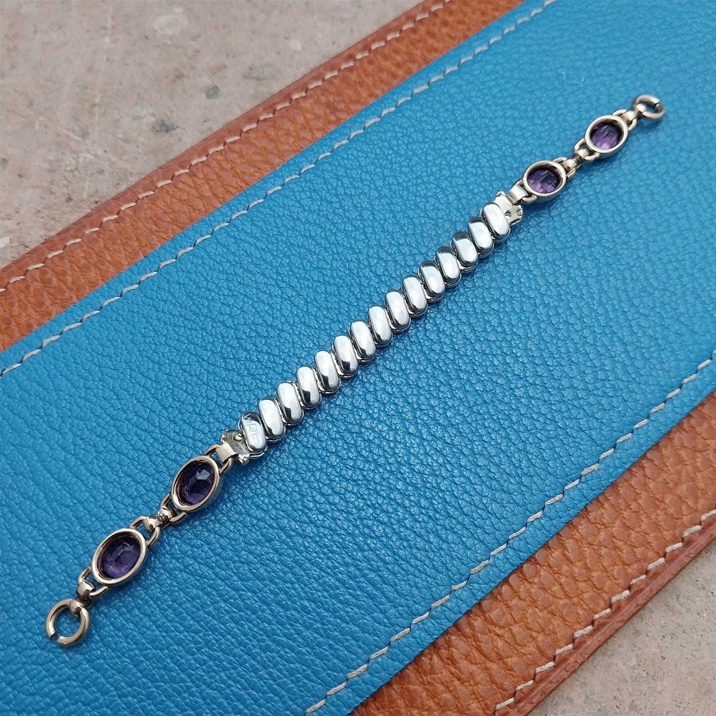Ladies WE Richards Gold-Filled & Amethyst 1940s Vintage Cocktail Watch Band