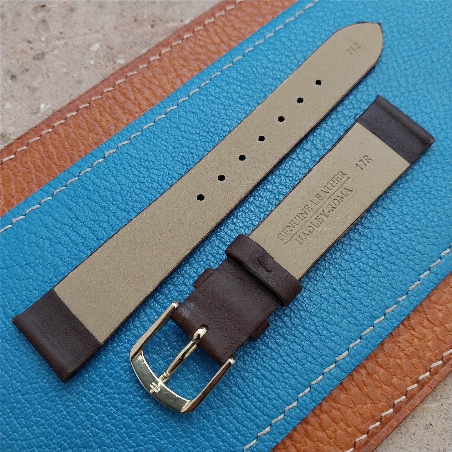 17mm Hadley Roma Tapered Brown Leather 17/14 Unused Watch Strap