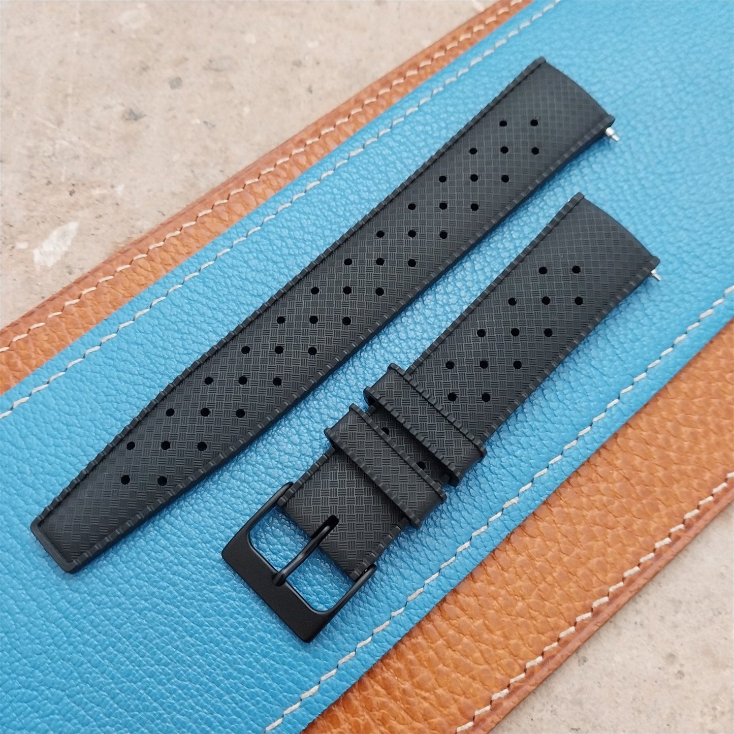 20mm FKM Rubber Black Classic Divers Watch Strap & Black Buckle