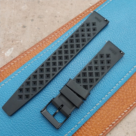 20mm FKM Rubber Black Classic Divers Watch Strap & Black Buckle
