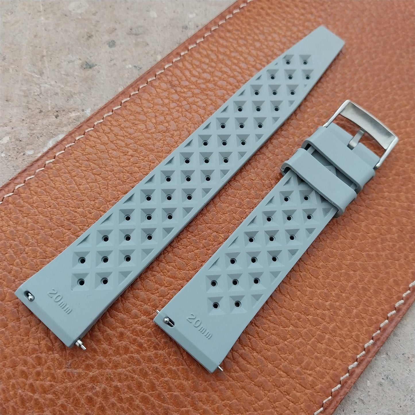 20mm FKM Tropical Gray Tapered Divers Watch Strap & Quick Release Spring Bars