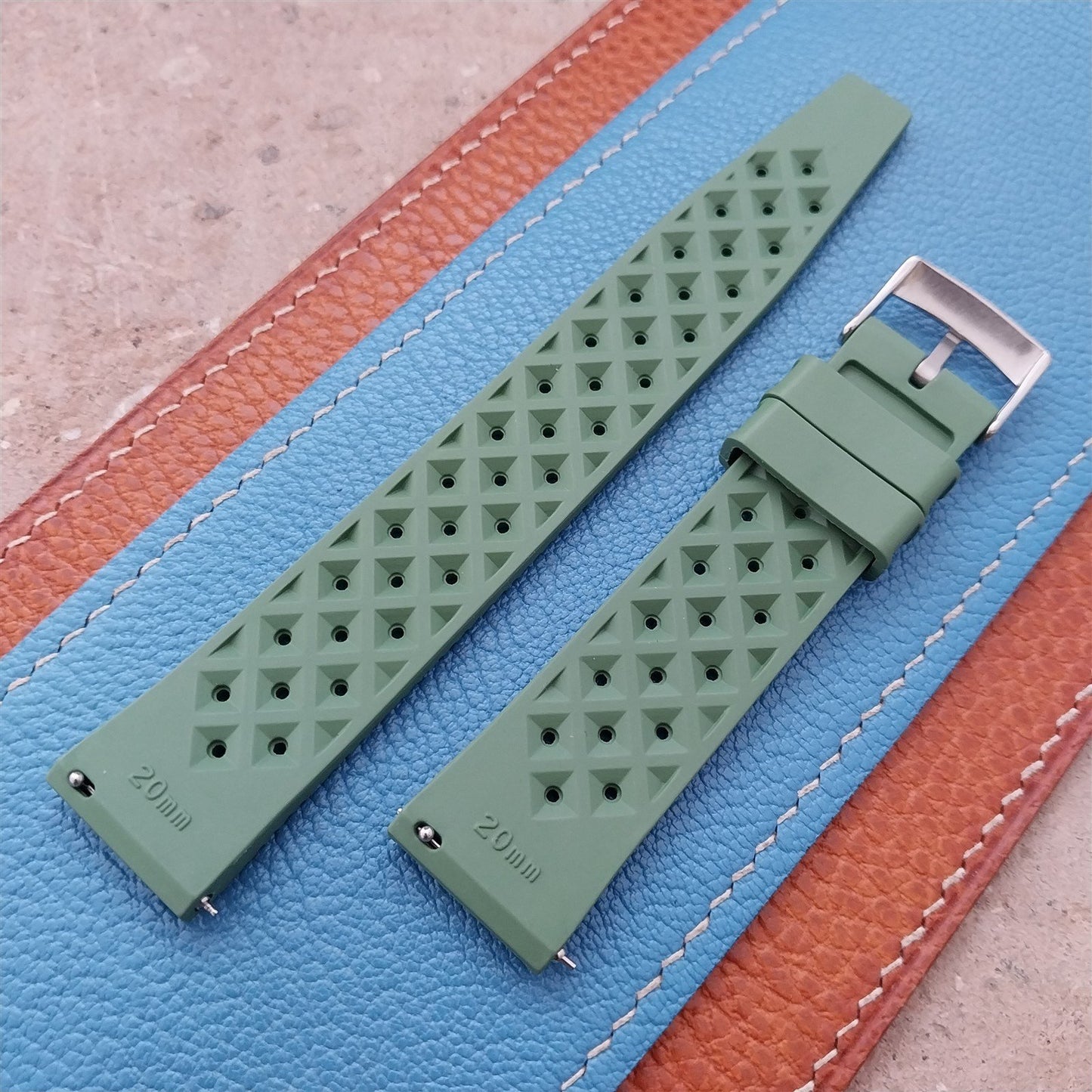 20mm FKM Tropical Green Tapered Divers Watch Strap