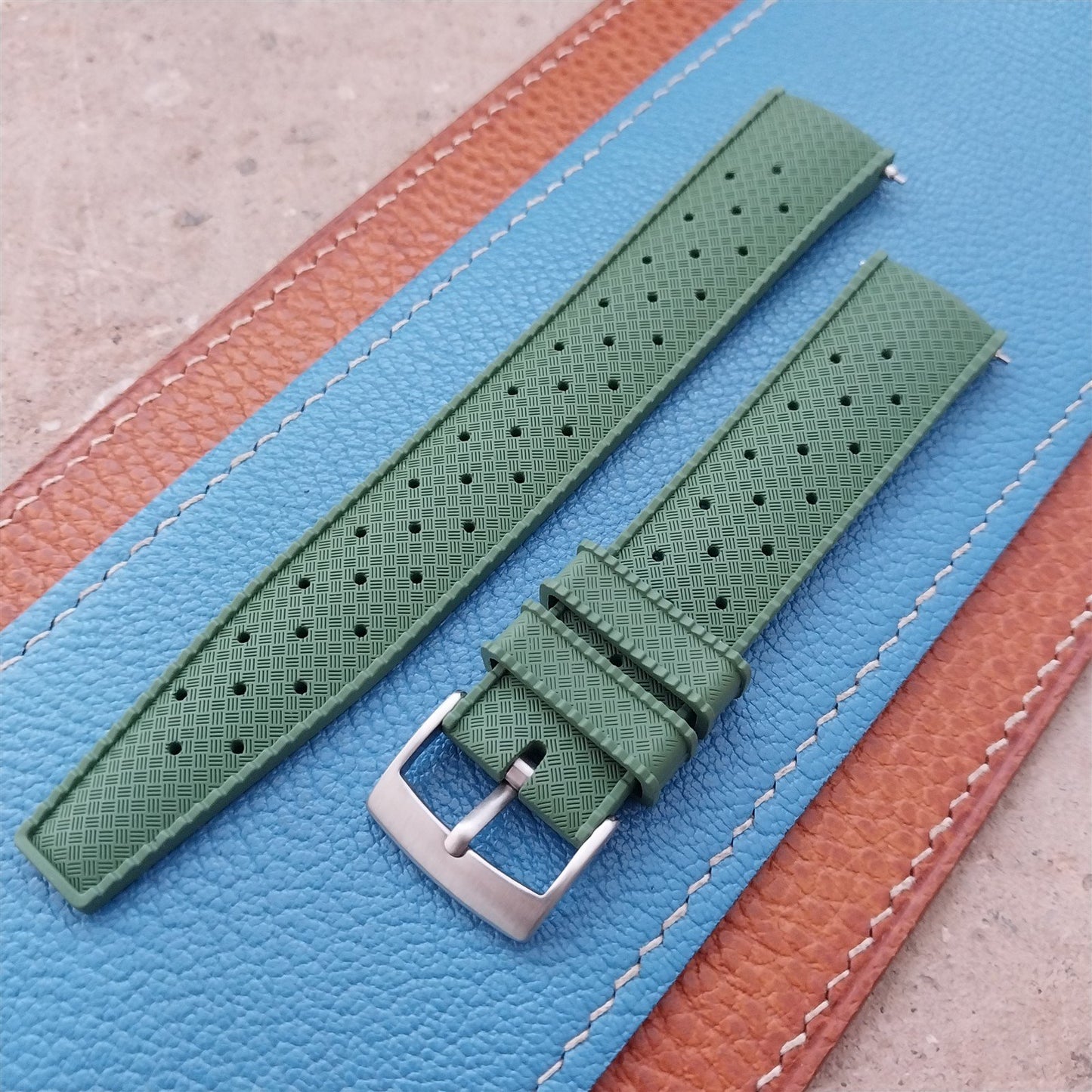 19mm FKM Rubber Green Classic Divers Watch Strap