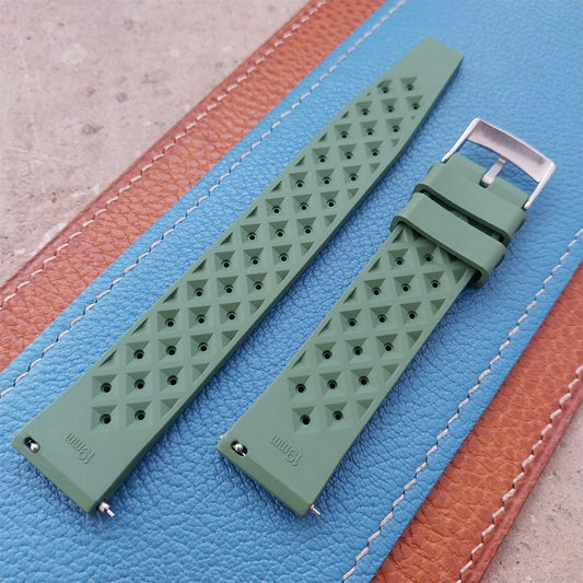 19mm FKM Rubber Green Classic Divers Watch Strap