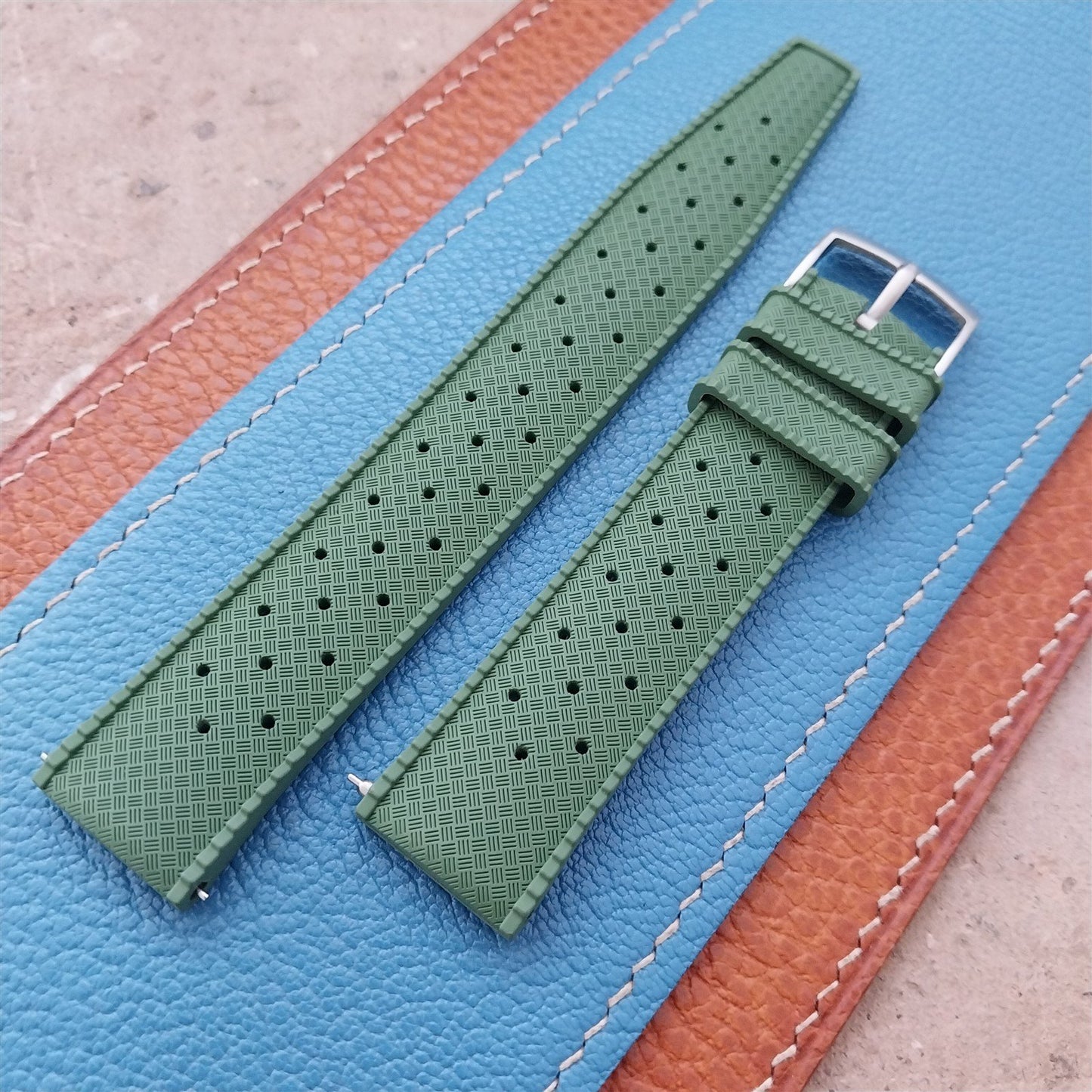 19mm FKM Rubber Green Classic Divers Watch Strap