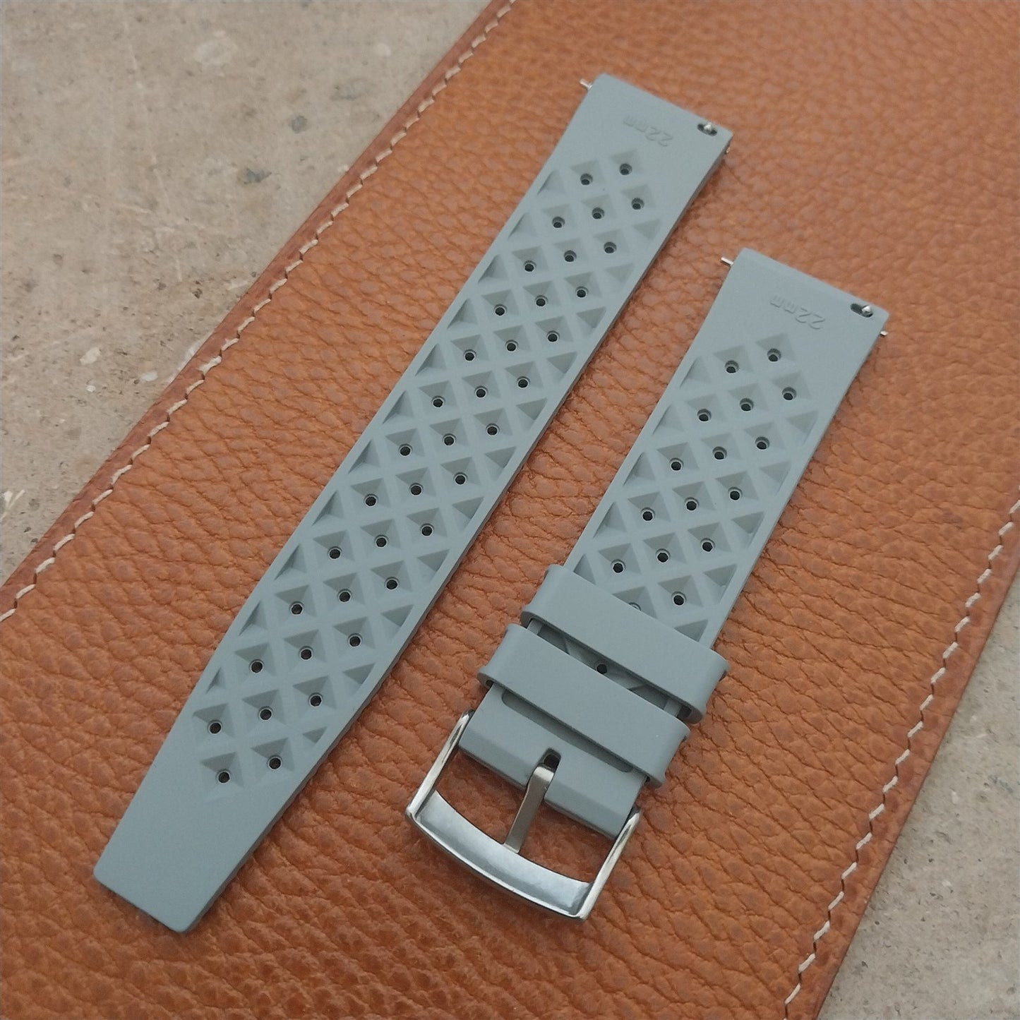 22mm FKM Tropical Gray Tapered Divers Watch Strap