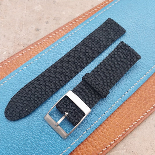 20mm Black Eulit Palma Pacific Braided Perlon Two-Piece Field Watch Strap
