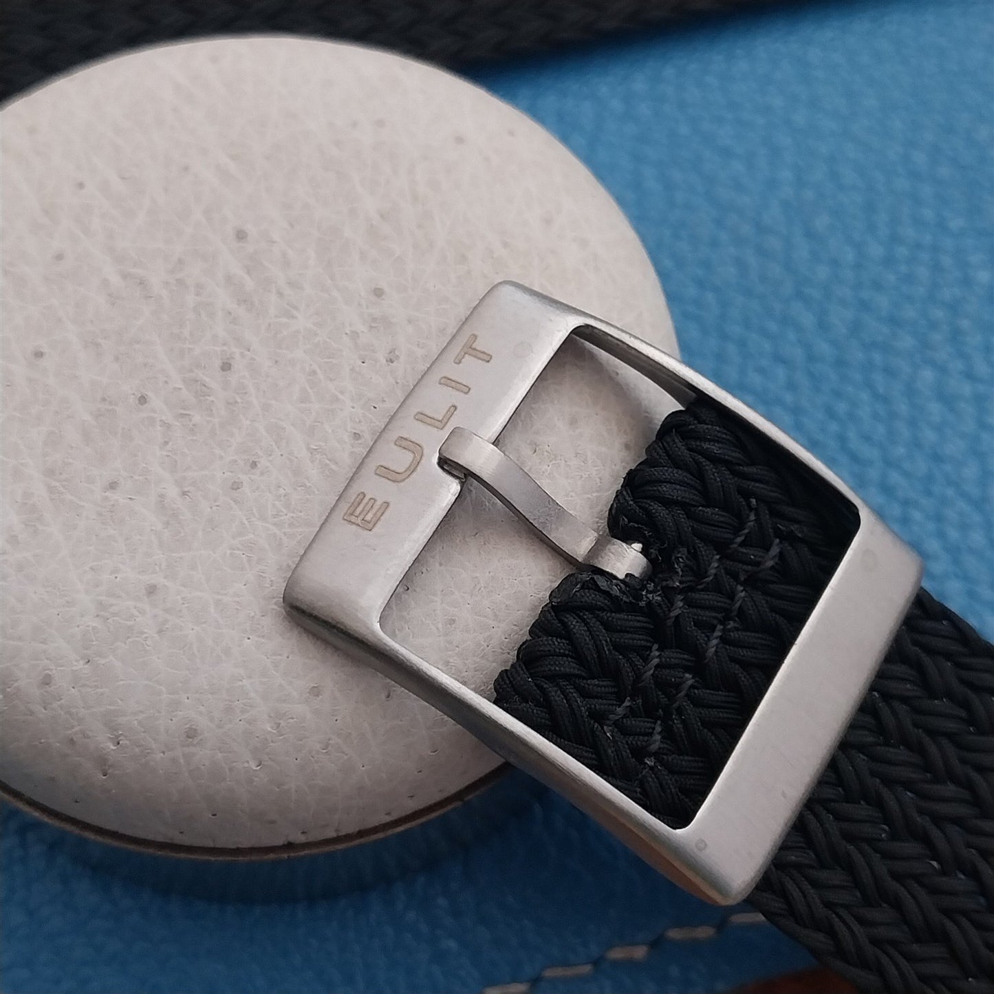 20mm Black Eulit Palma Pacific Braided Perlon Two-Piece Field Watch Strap