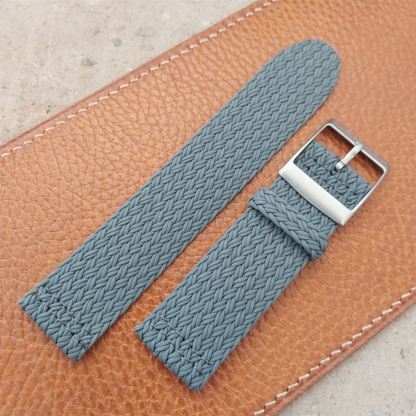 22mm Gray Eulit Palma Pacific Braided Perlon Two-Piece Field Watch Strap