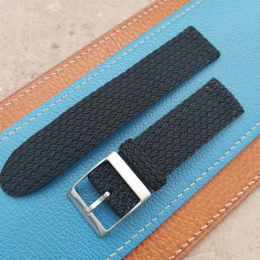 22mm Black Eulit Palma Pacific Braided Perlon Two-Piece Field Watch Strap