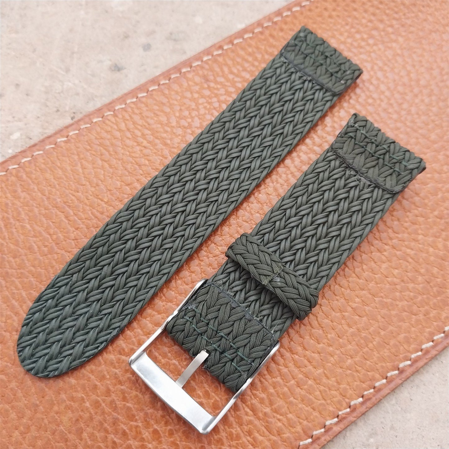 22mm Green Eulit Palma Pacific Braided Perlon Two-Piece Field Watch Strap