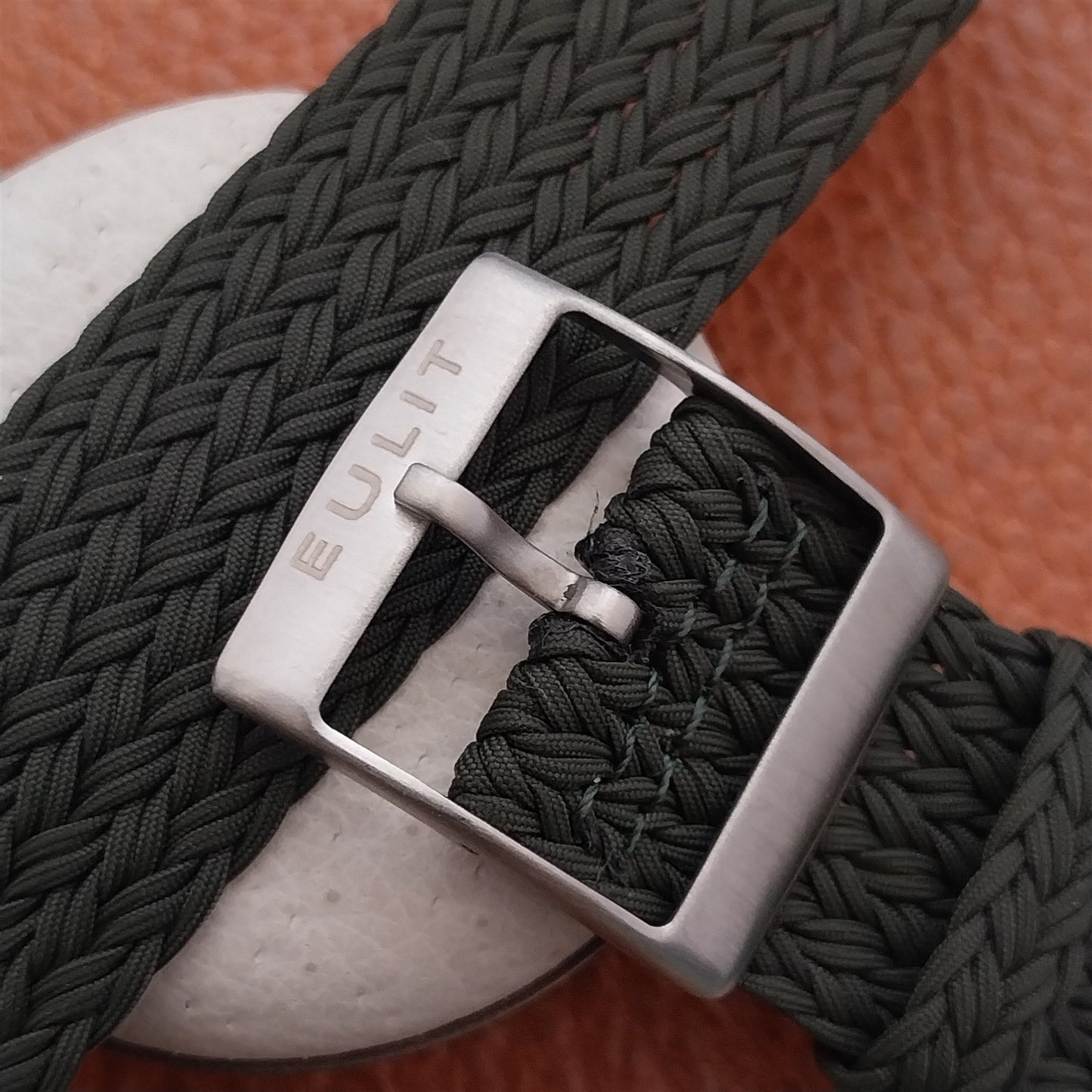 22mm Green Eulit Palma Pacific Braided Perlon Two-Piece Field Watch Strap