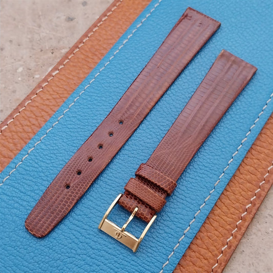 Vintage 18mm Baume Mercier Long Lizard Watch Strap & Logo Buckle