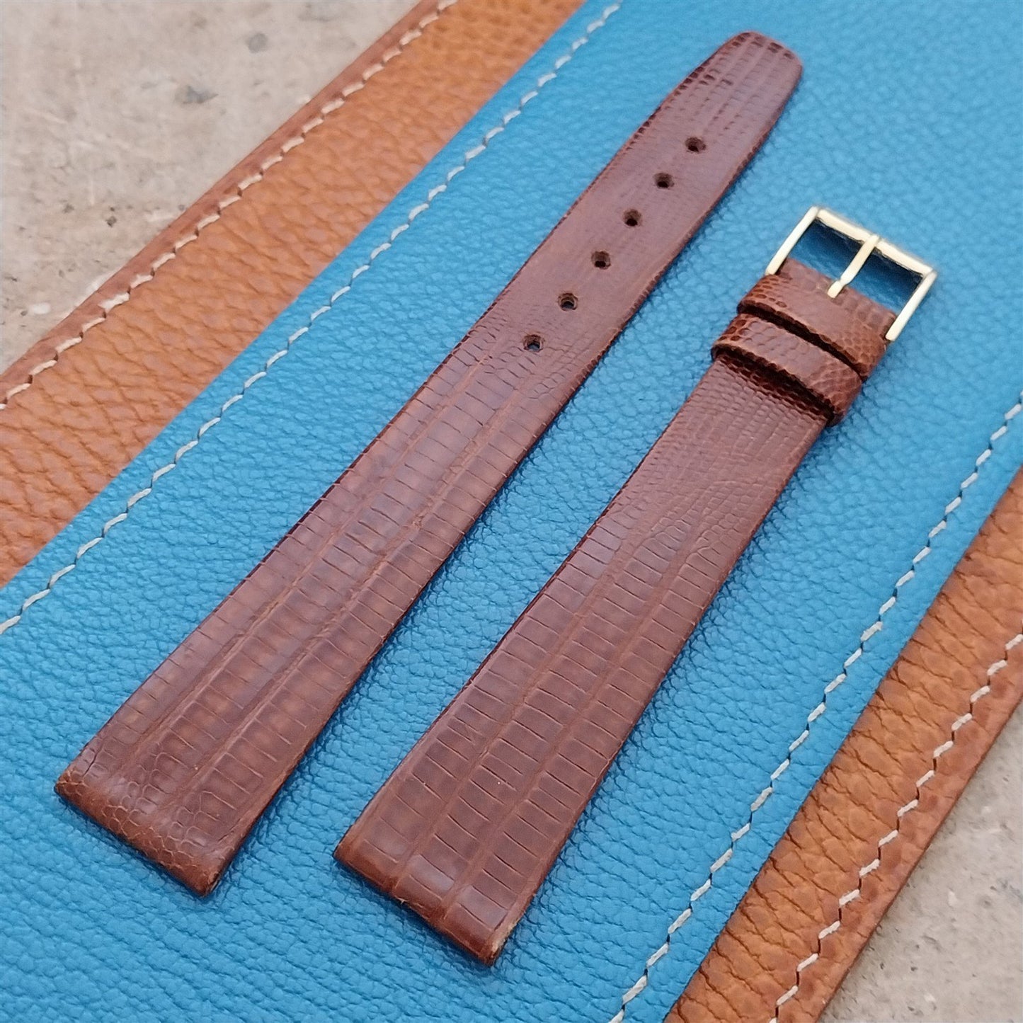 Vintage 18mm Baume Mercier Long Lizard Watch Strap & Logo Buckle