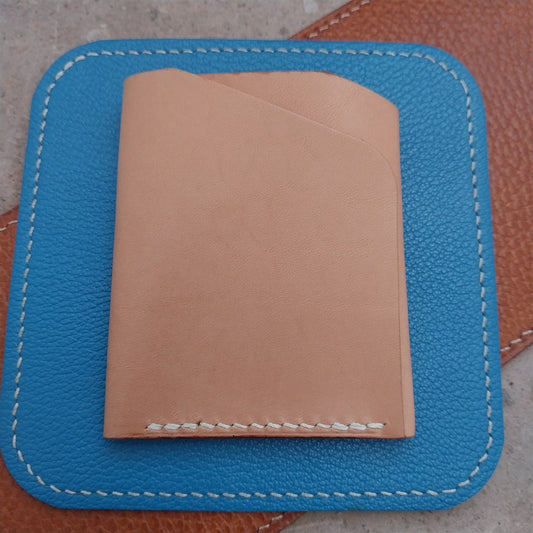 Minimal Natural Vachetta Leather Card Wallet Handmade in New Mexico