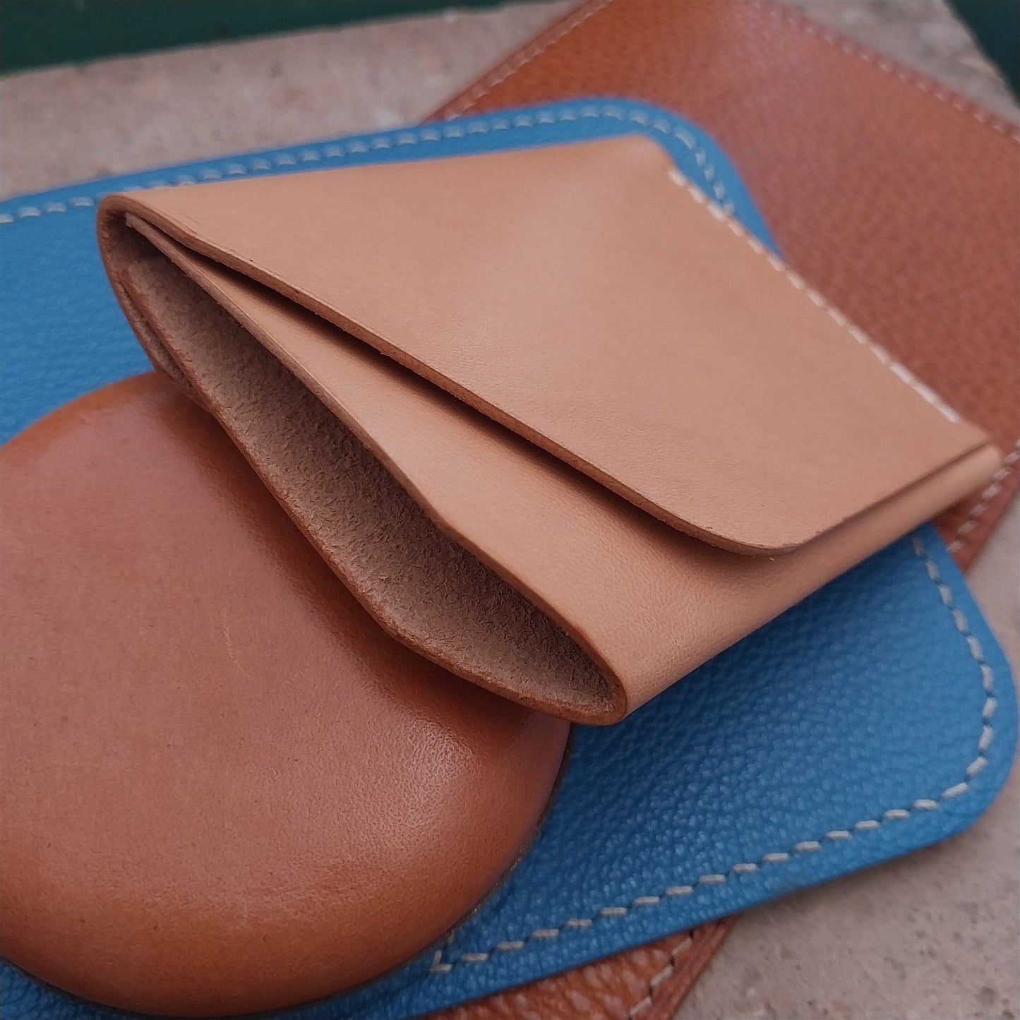 Minimal Shell Vachetta Leather Card Wallet Handmade in New Mexico