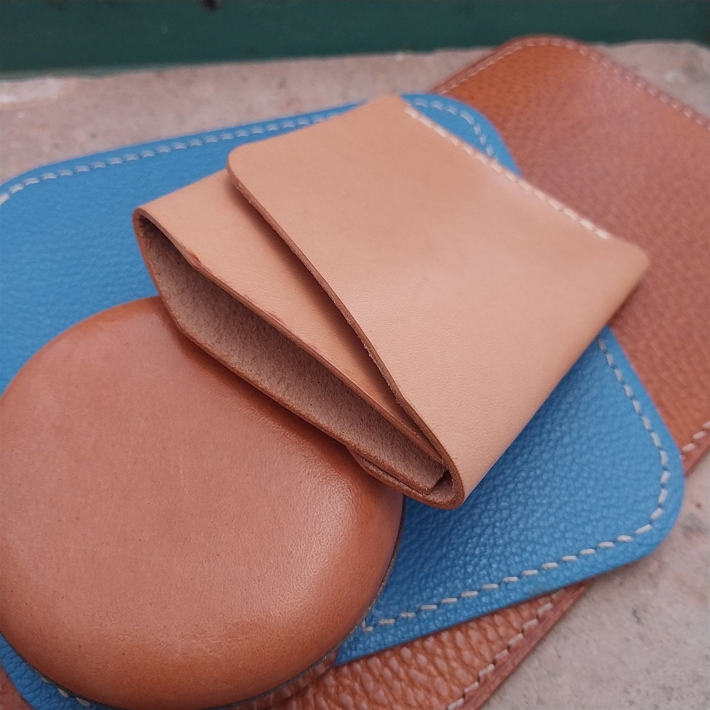 Minimal Shell Vachetta Leather Card Wallet Handmade in New Mexico