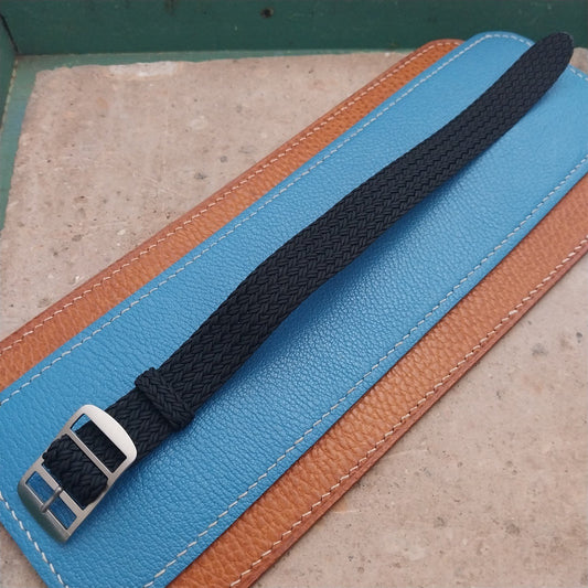 18mm Eulit Atlantic Black Braided Perlon Single Pass Field Watch Strap
