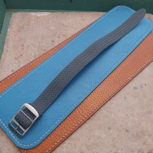 18mm Eulit Atlantic Gray Braided Perlon Single Pass Field Watch Strap