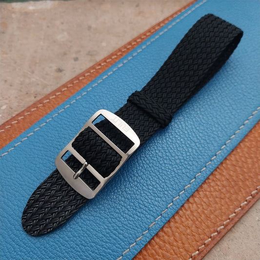 20mm Eulit Atlantic Black Braided Perlon Single Pass Field Watch Strap