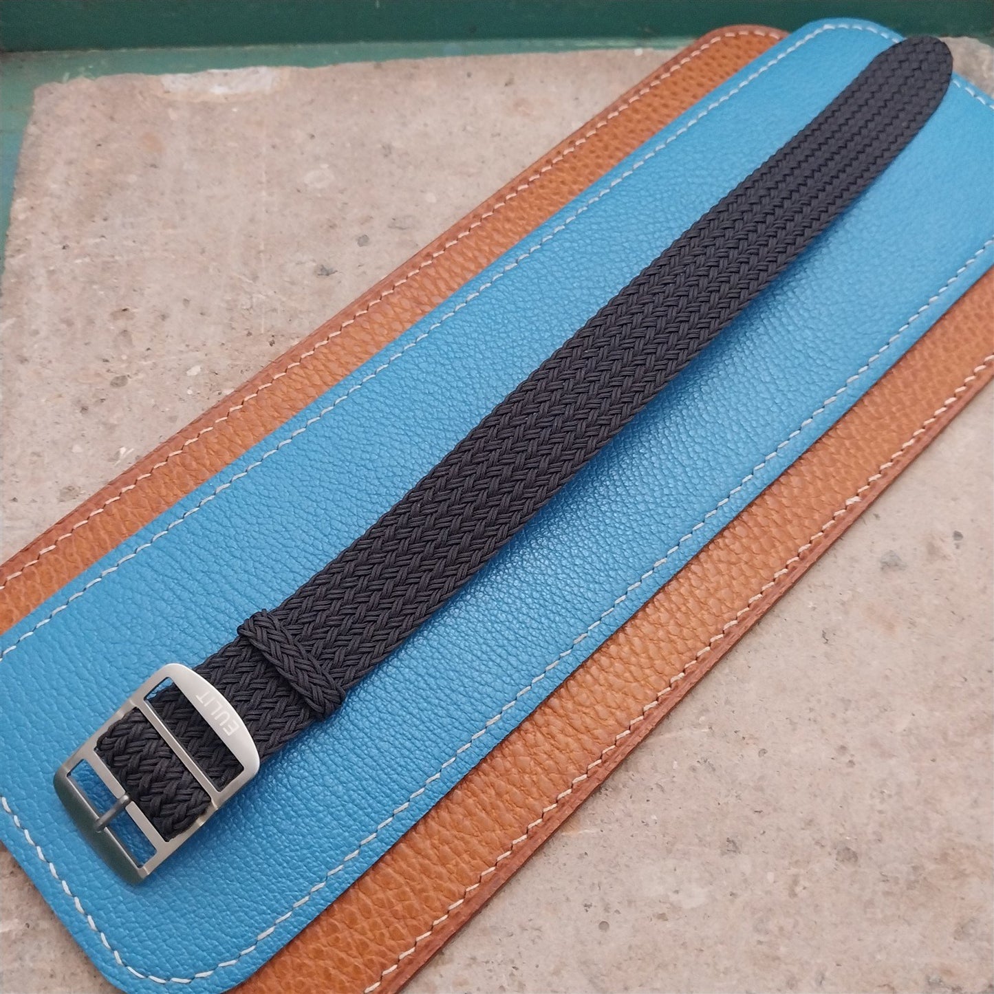 20mm Eulit Atlantic Brown Braided Perlon Single Pass Field Watch Strap