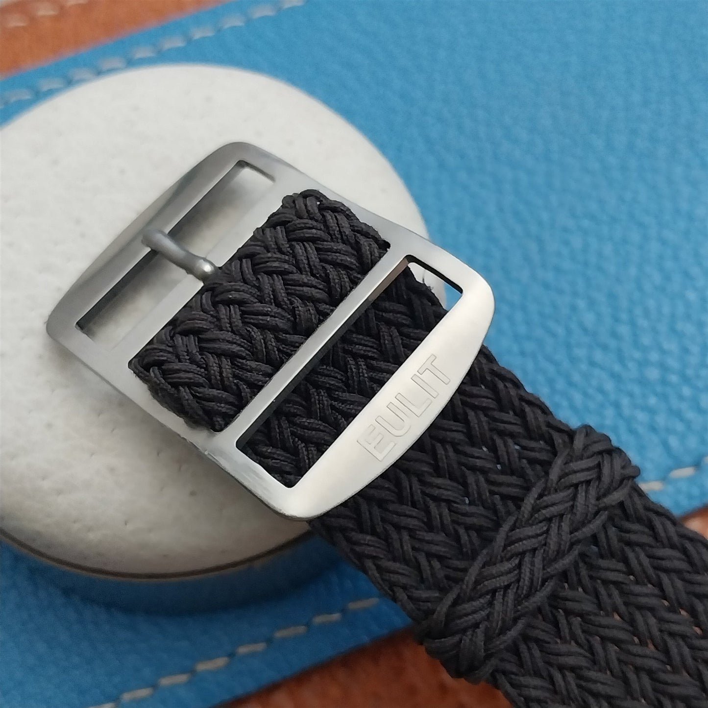 20mm Eulit Atlantic Brown Braided Perlon Single Pass Field Watch Strap