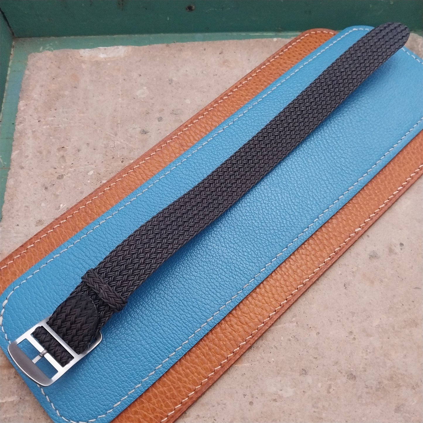 20mm Eulit Atlantic Brown Braided Perlon Single Pass Field Watch Strap