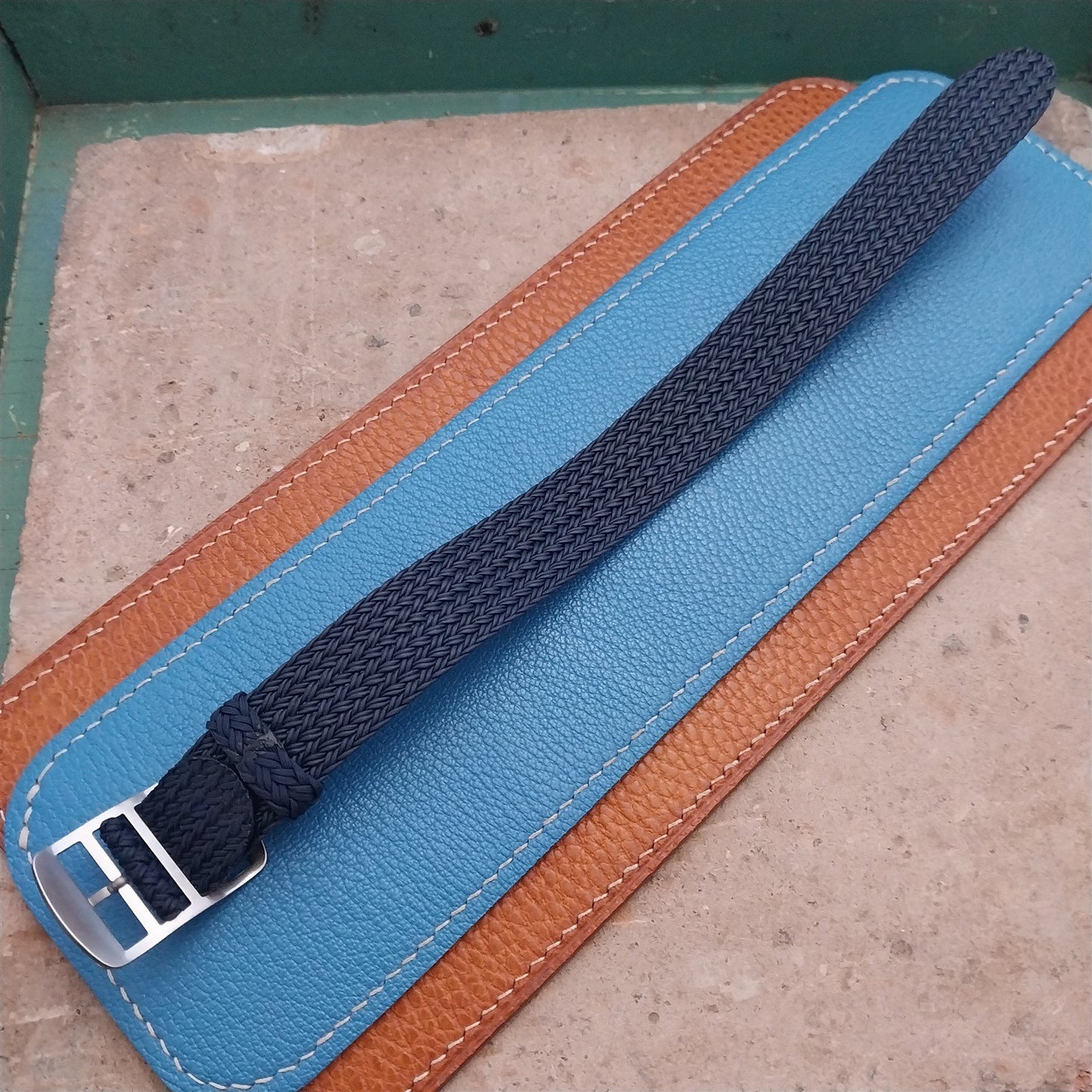 20mm Eulit Atlantic Blue Braided Perlon Single Pass Field Watch Strap