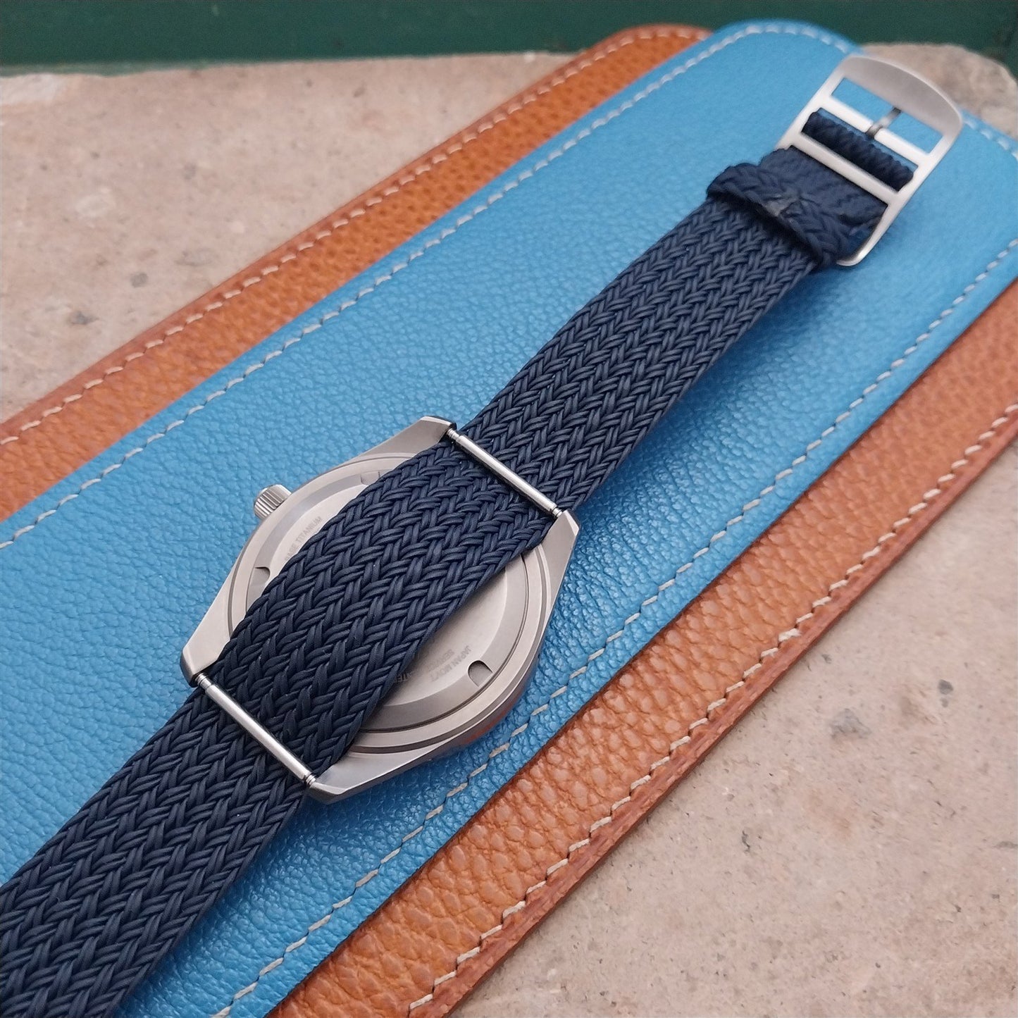 20mm Eulit Atlantic Blue Braided Perlon Single Pass Field Watch Strap