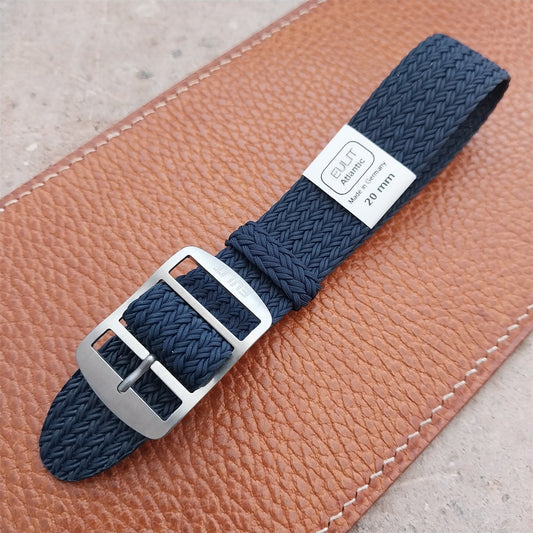 20mm Eulit Atlantic Blue Braided Perlon Single Pass Field Watch Strap