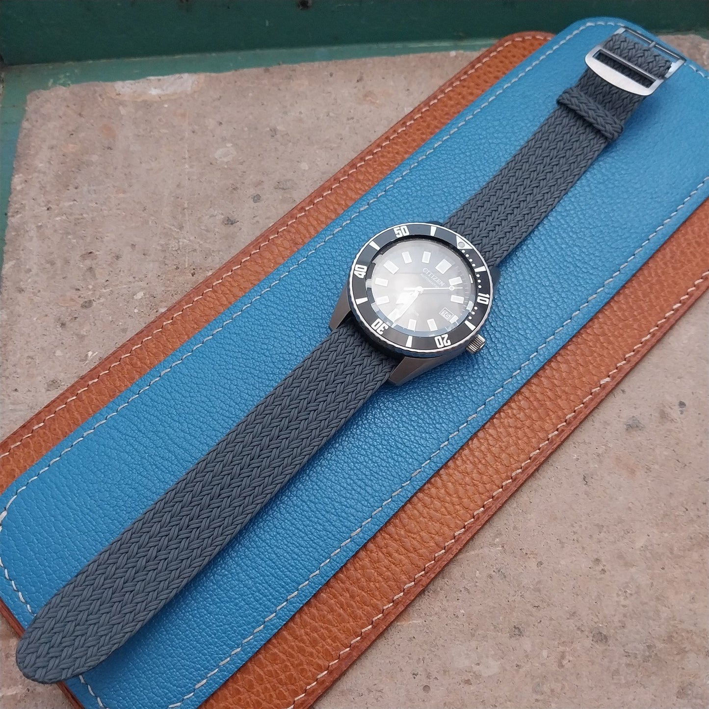 20mm Eulit Atlantic Gray Braided Perlon Single Pass Field Watch Strap