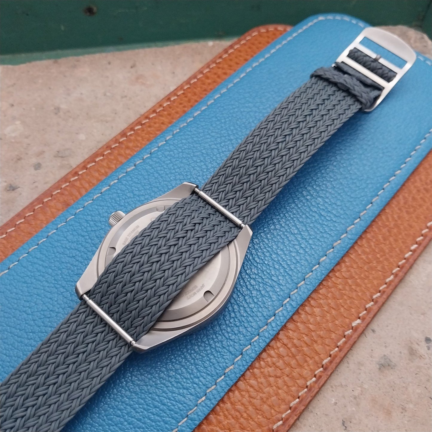 20mm Eulit Atlantic Gray Braided Perlon Single Pass Field Watch Strap