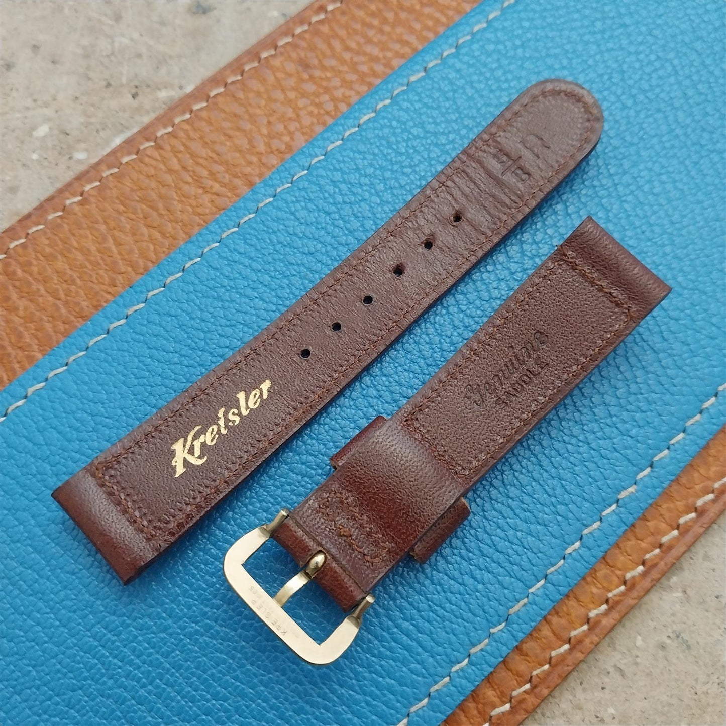 15.7mm Kreisler Short Saddle Leather 1950s Vintage Watch Strap