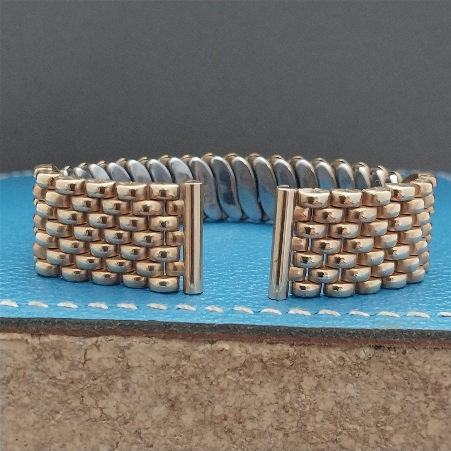 5/8" Gold-Filled Gemex Rice Beads Unused mcm 1950s Vintage Watch Band