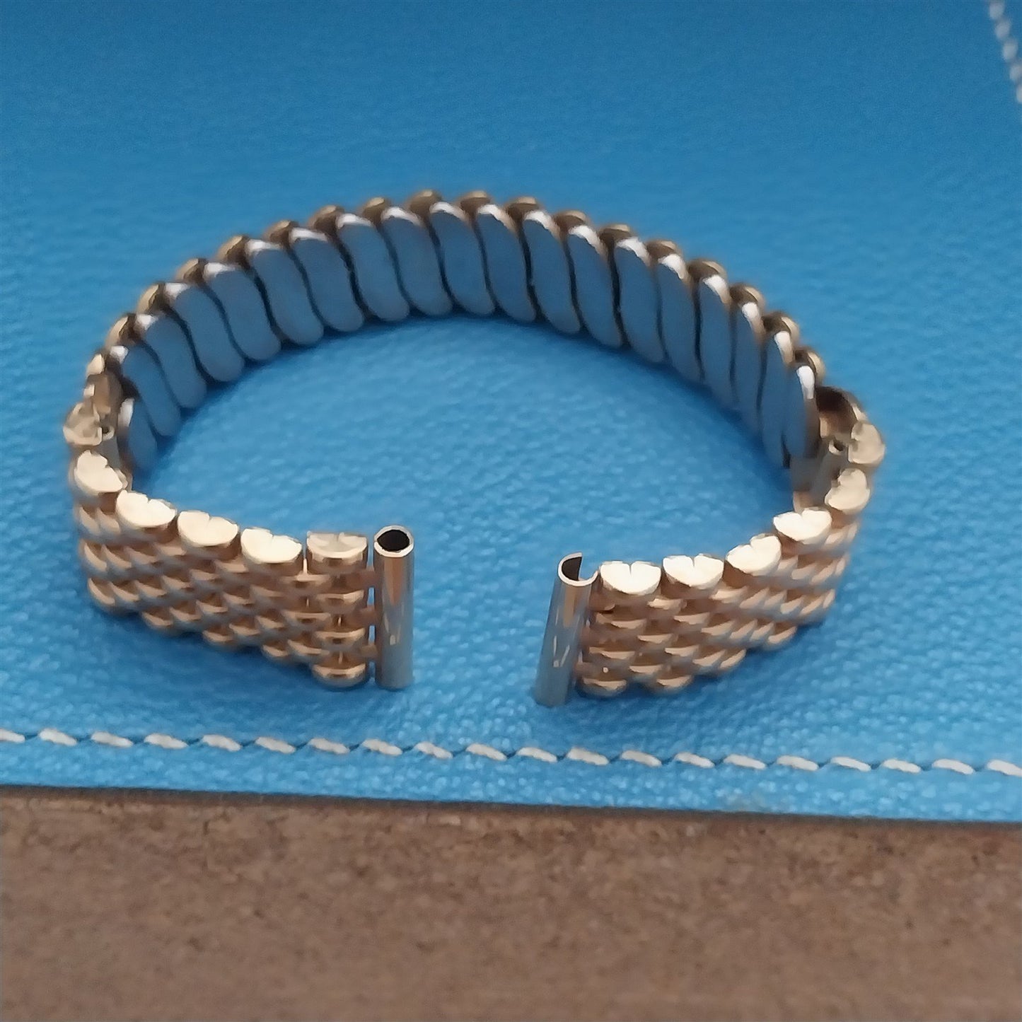5/8" Gold-Filled Gemex Rice Beads Unused mcm 1950s Vintage Watch Band