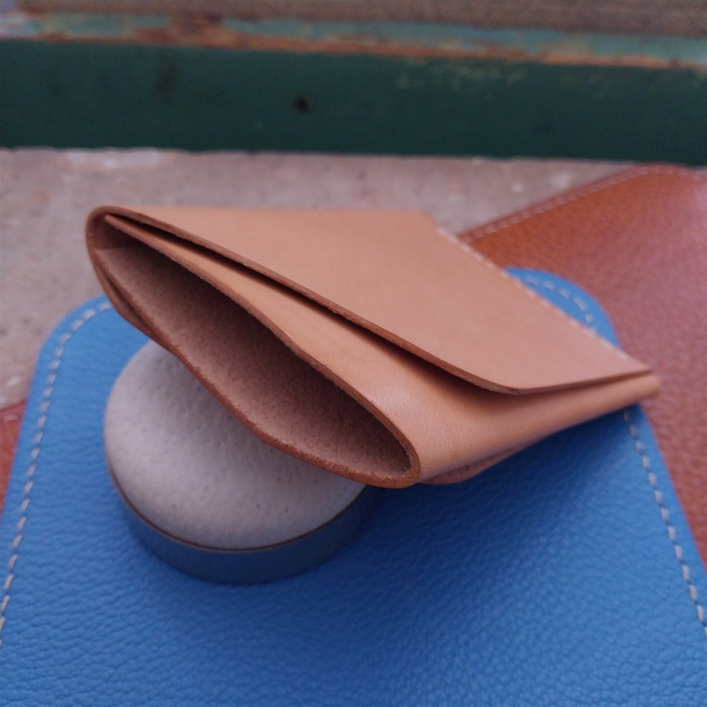 Minimal Natural Vachetta Leather Card Wallet Handmade in New Mexico