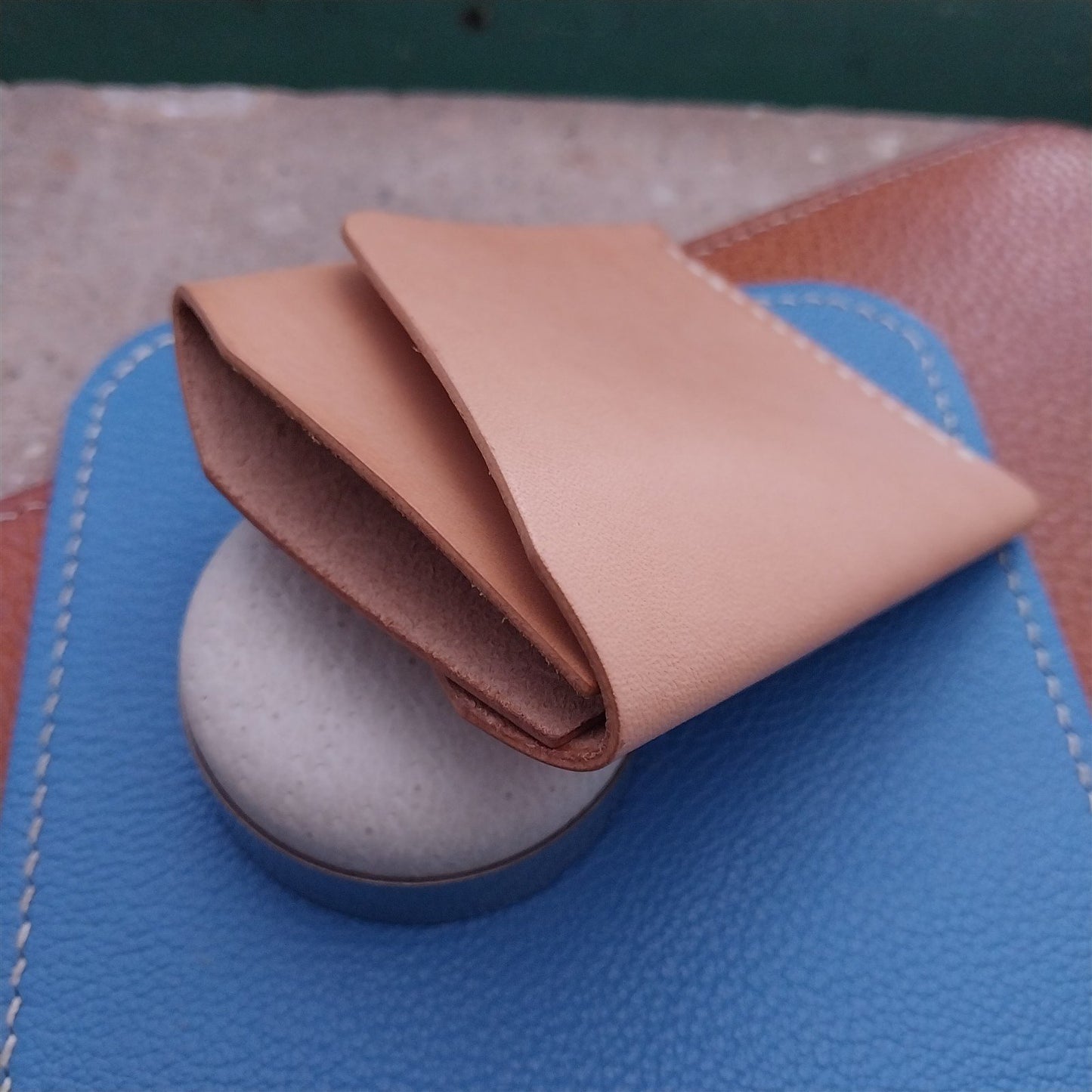 Minimal Natural Vachetta Leather Card Wallet Handmade in New Mexico