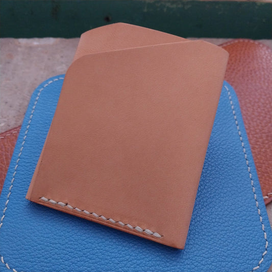 Minimal Natural Vachetta Leather Card Wallet Handmade in New Mexico