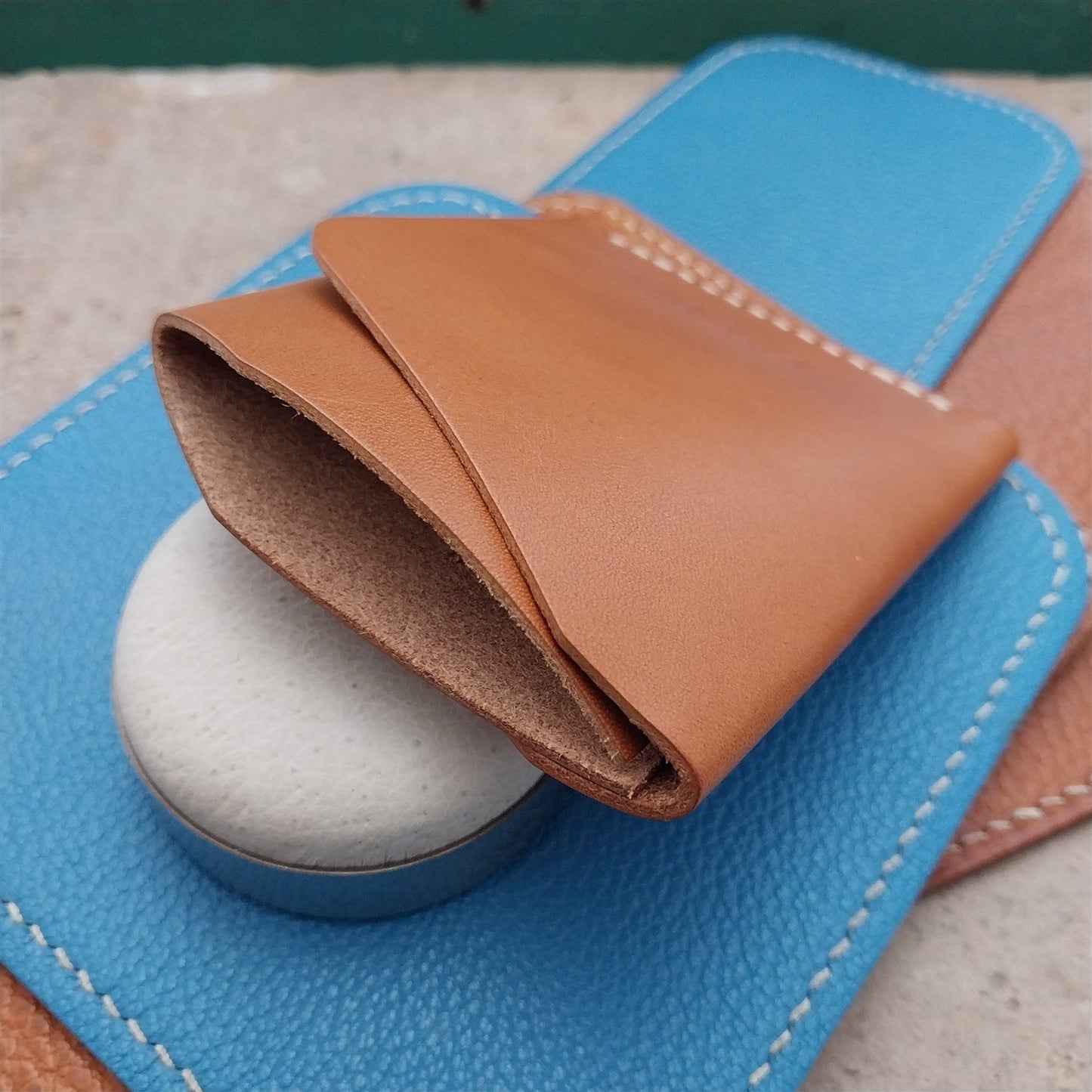 Custom Initials Bridle Leather Card Wallet Handmade in New Mexico