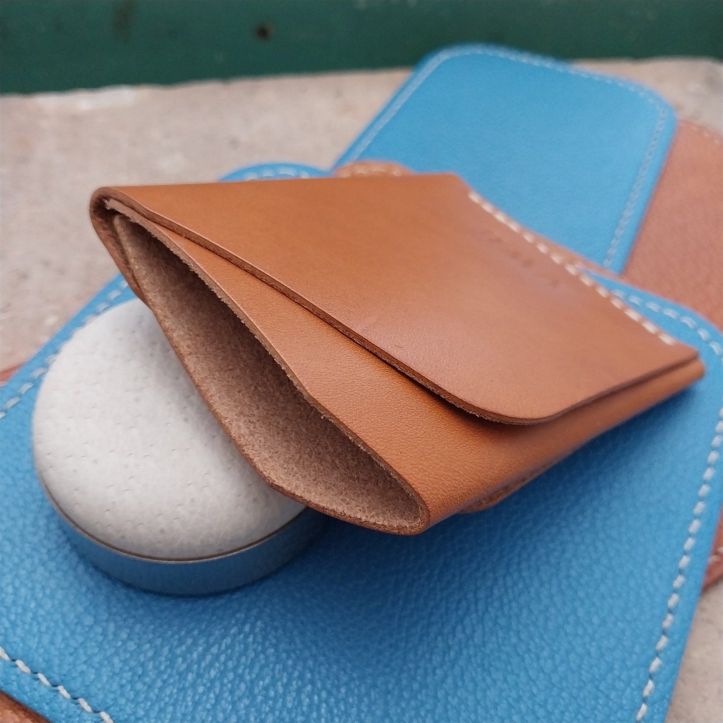 Custom Initials Bridle Leather Card Wallet Handmade in New Mexico