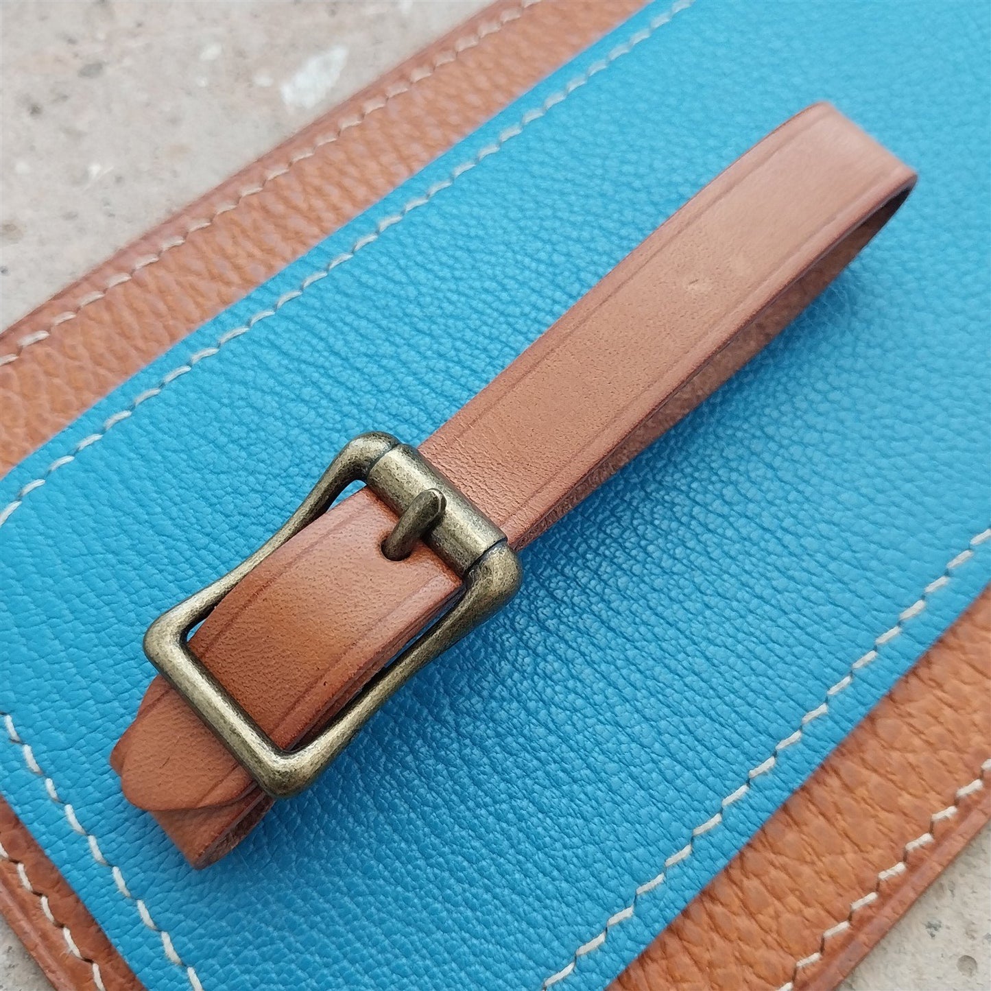 Waxed Russet Saddle Leather Pocket Watch Strap & Antique Brass Finish Buckle
