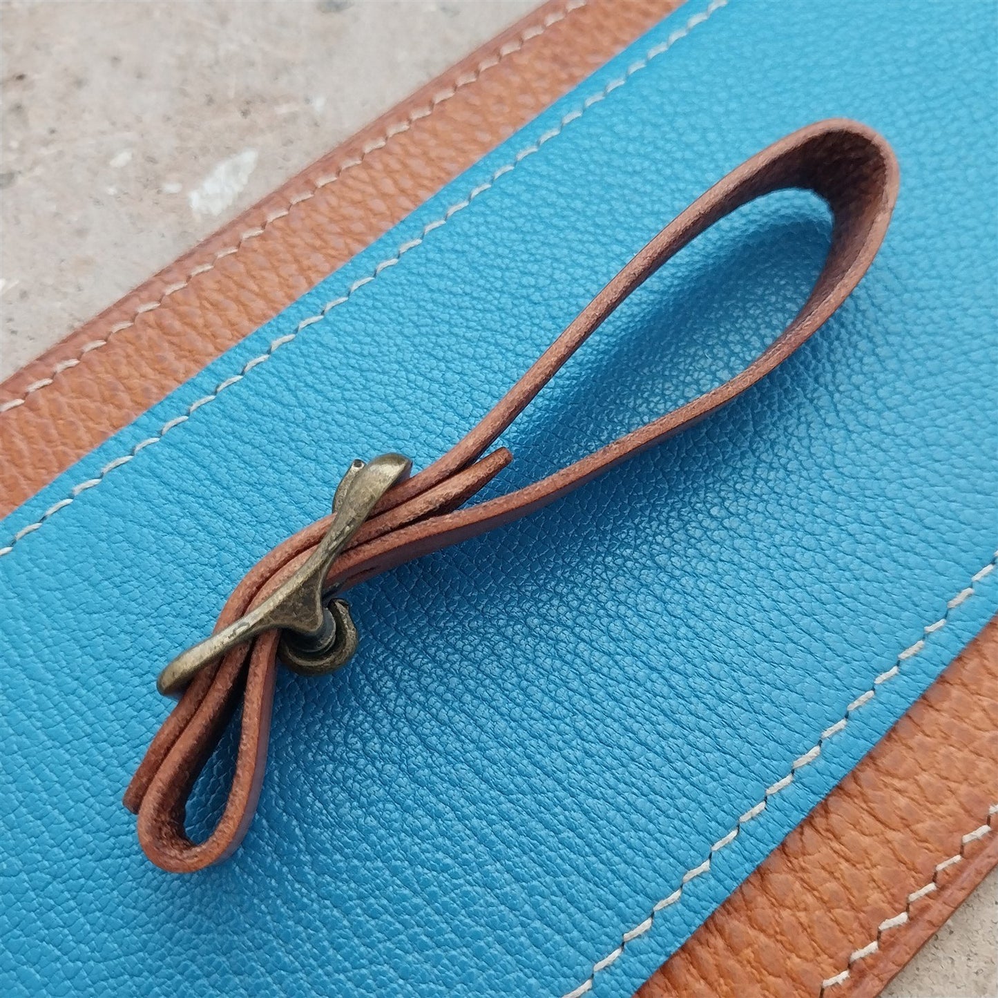 Waxed Russet Saddle Leather Pocket Watch Strap & Antique Brass Finish Buckle