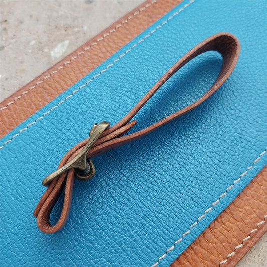 Waxed Russet Saddle Leather Pocket Watch Strap & Antique Brass Finish Buckle