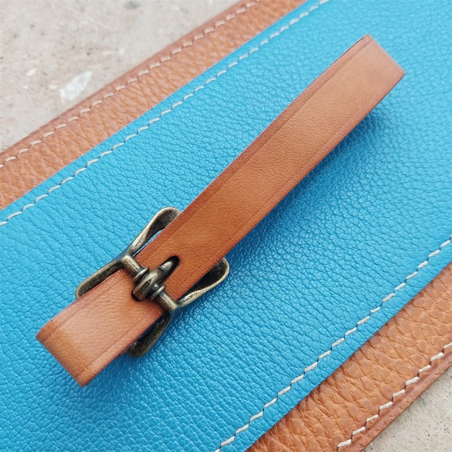 Waxed Russet Saddle Leather Pocket Watch Strap & Antique Brass Finish Buckle