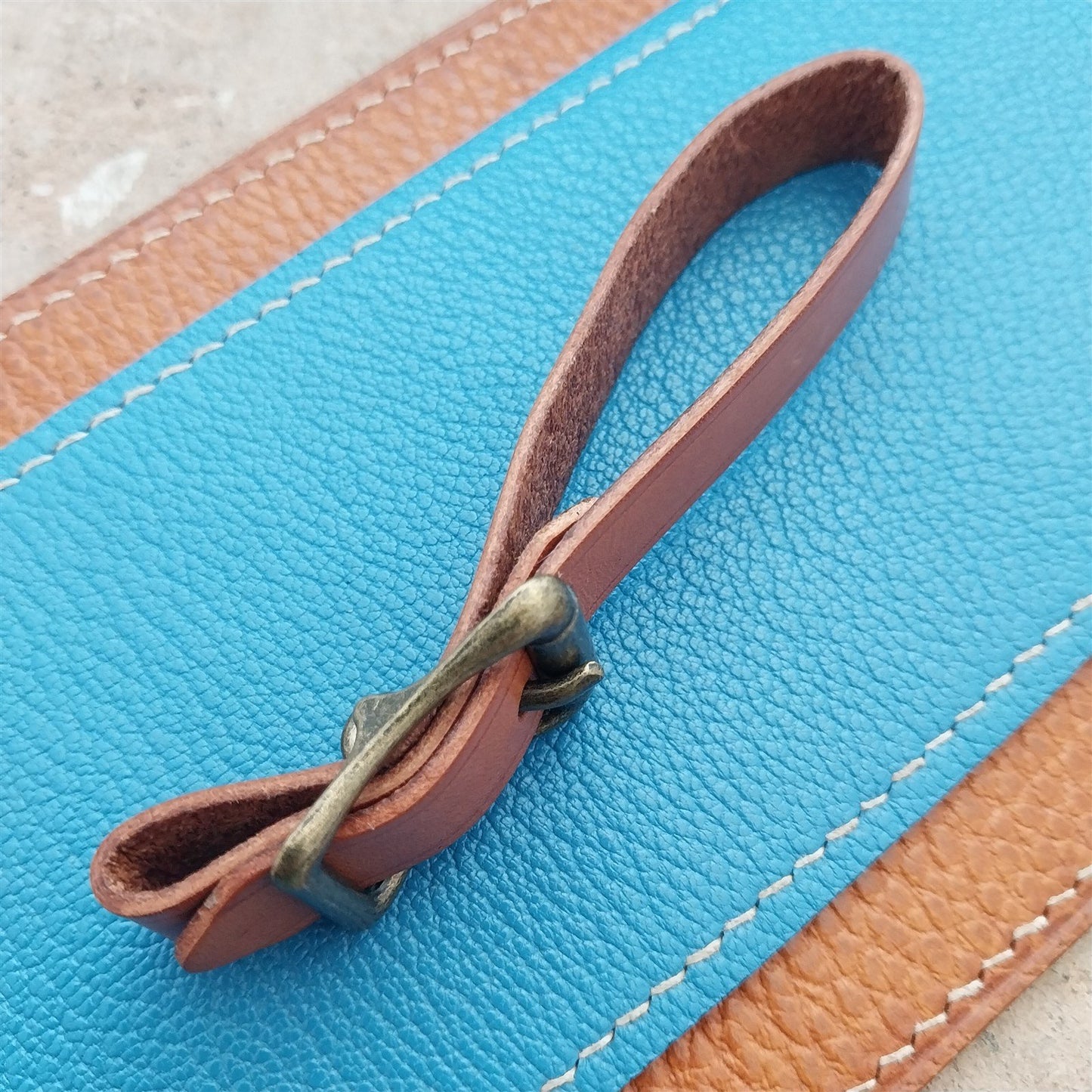 Waxed Russet Saddle Leather Pocket Watch Strap & Antique Brass Finish Buckle