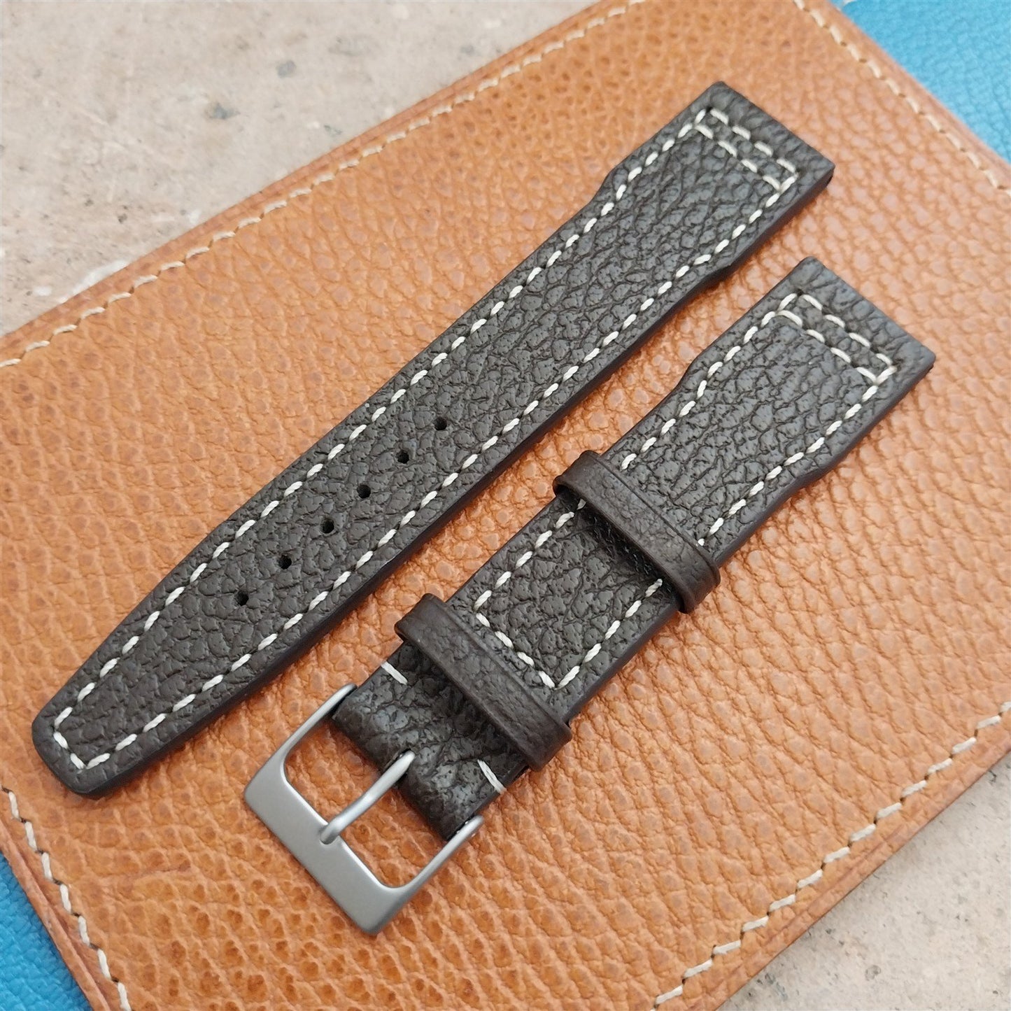 20mm Mocha Rios Typhoon Buffalo Leather 20/18 Aviator Pilot Watch Strap