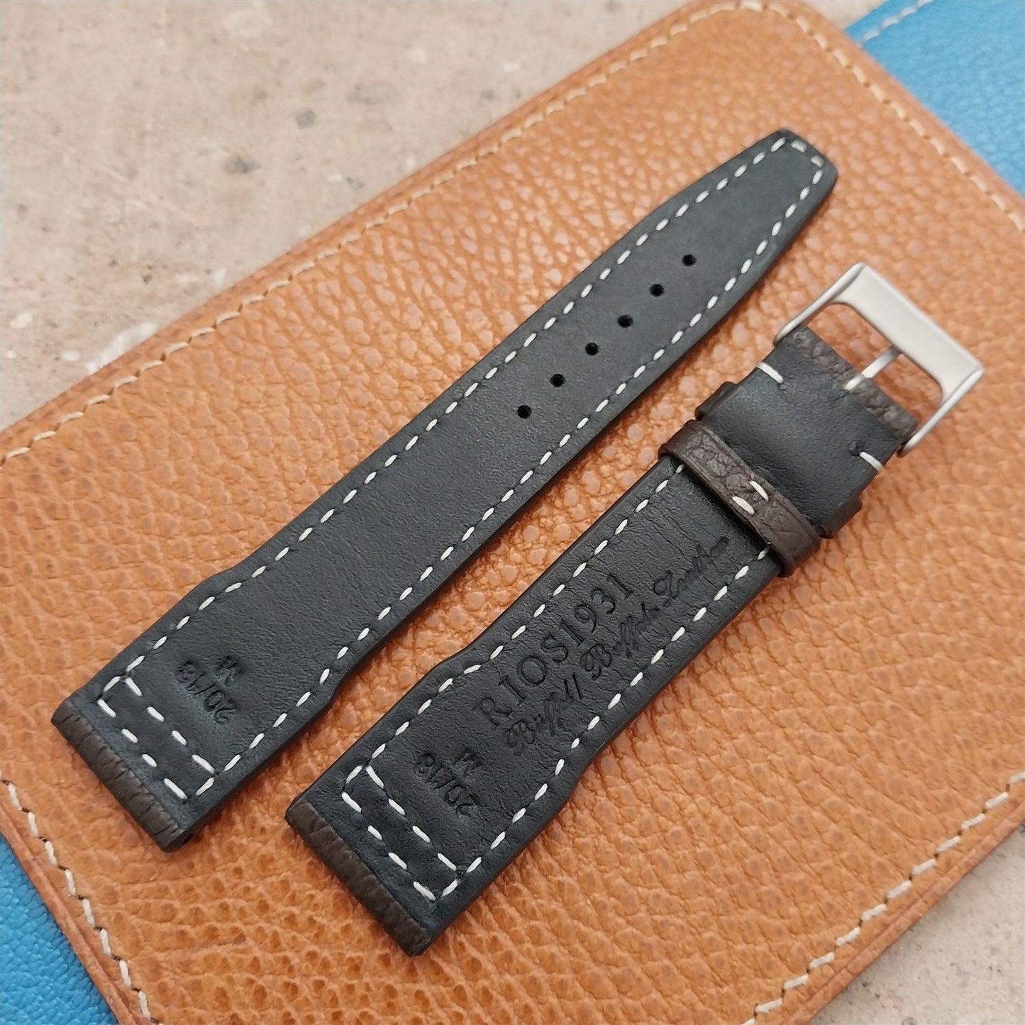 20mm Mocha Rios Typhoon Buffalo Leather 20/18 Aviator Pilot Watch Strap