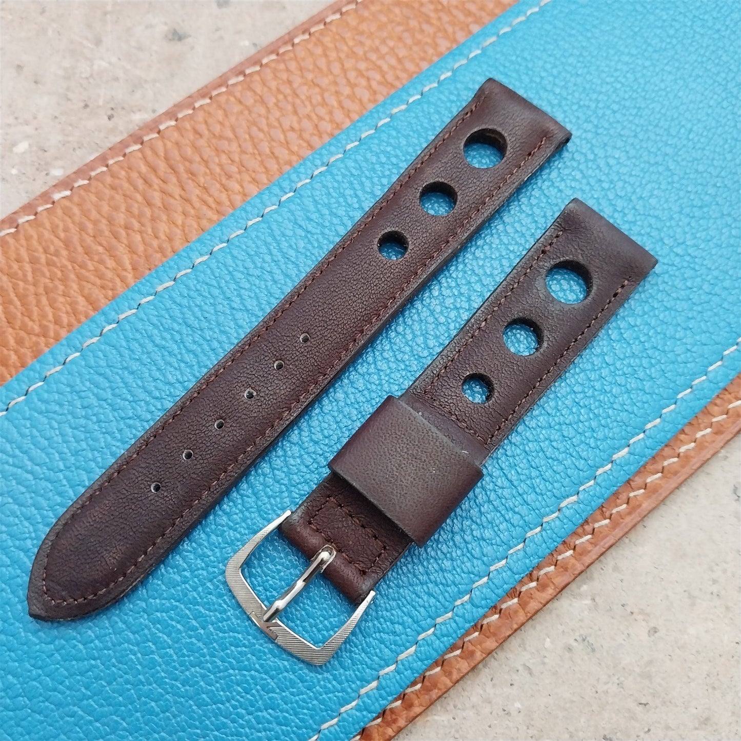 17.2mm GT Rally GT Brown Leather Kalbe NOS 1970s Vintage Watch Strap